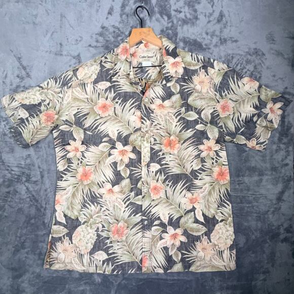 Cooke Street Mens XL Hawaiian Shirt Tropical Floral Aloha Pineapple Button Up - Picture 1 of 5